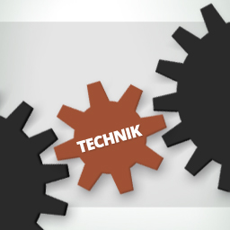 Zahnräder ineinander mit dem Wort Technik