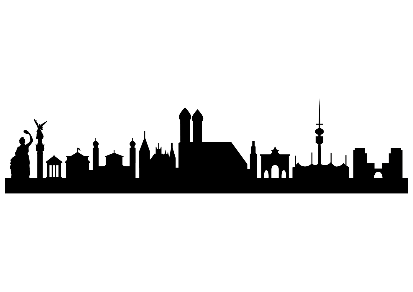 Gratis Grafik München Skyline in schwarz und einfach gehalten auf weiss