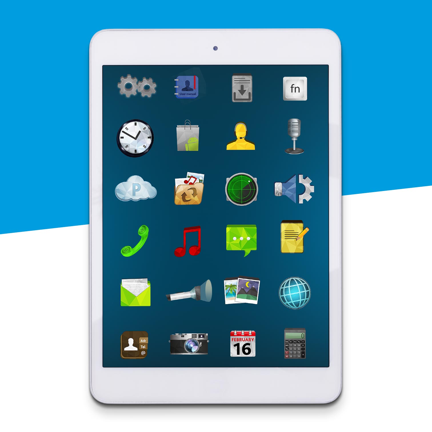 Ein Tablet mit einem individuellen Icon Set von sehenundmachen Gratis Grafikdesign