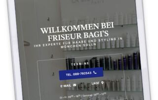 Internetseite Friseur auf einem Tablet - ein Startbild vom Eingangsbereich