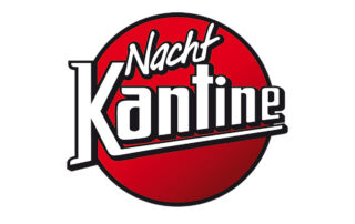Logo Nachtkantine - ein roter Kreis mit weisser Schriftmischung Nacht und Kantine