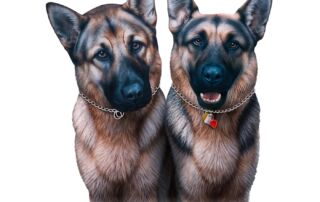 Bildbearbeitung Grafikdesign zwei Schäferhunde nebeneinander