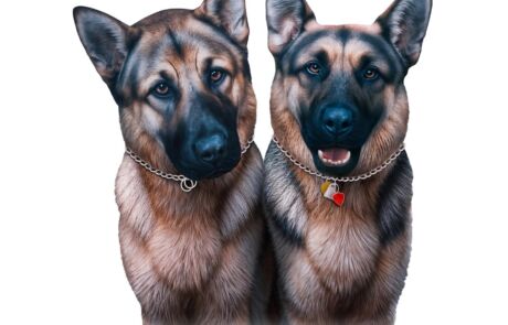 Bildbearbeitung Grafikdesign zwei Schäferhunde nebeneinander