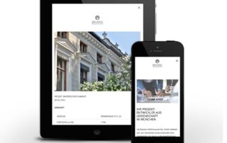 Website Immobilienmakler - Webdesign München auf Tablet und Smartphone