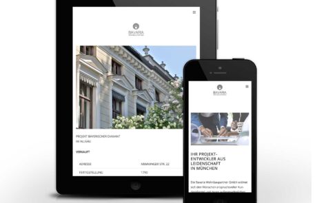 Website Immobilienmakler - Webdesign München auf Tablet und Smartphone